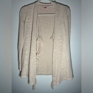 Lilly Pulitzer Fringe Open Cardigan Sweater Natural Lightweight Size XS
